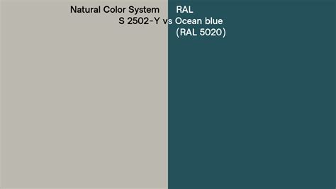 Natural Color System S 2502 Y Vs Ral Ocean Blue Ral 5020 Side By Side