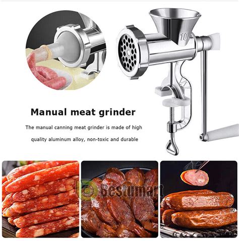 Heavy Duty Manual Meat Grinder Mincer Cast Iron Table Hand Crank