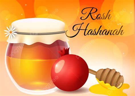 Realistic Rosh Hashanah Concept Free Vector Design Background Food Celebration Holiday