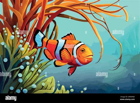 Clownfish Watercolor Art And Illustration Stock Vector Image Art Alamy