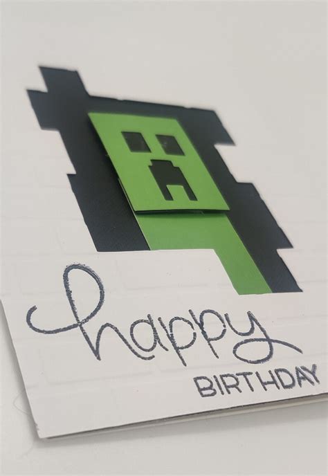 Minecraft Creeper Birthday Card Gaming Card Video Game Etsy