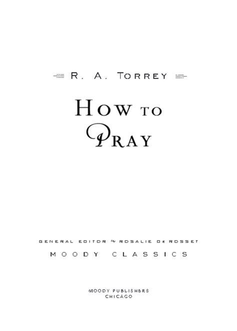 How To Prayqxp How To Pray R A T O R R E Y M O O D Y P U B L I S H E R S C H I C A G O G E