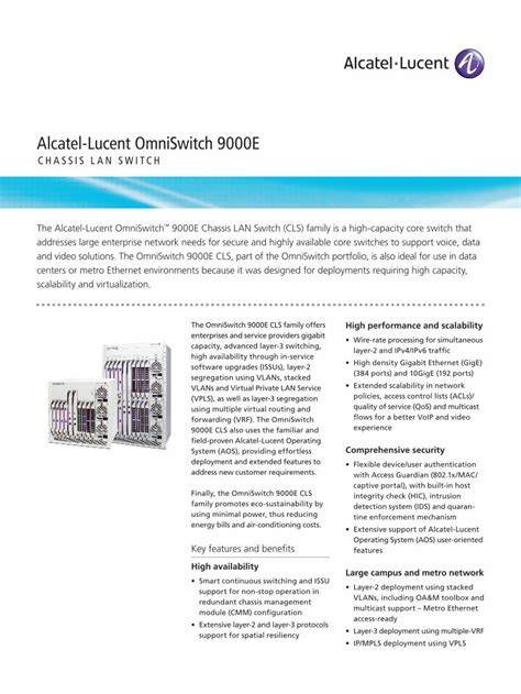 PDF Alcatel Lucent OmniSwitch 9000E HOB Networking Alcatel Lucent