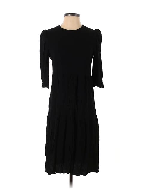 Charles Henry 100 Rayon Solid Black Casual Dress Size S 92 Off