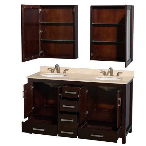 Sheffield 60 Double Bathroom Vanity In Espresso With Countertop