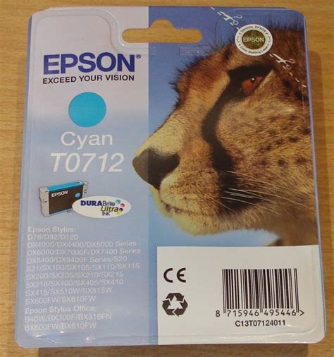 GENUINE EPSON T0712 TO712 Cyan Blue Cartridge Vac Sealed ORIGINAL