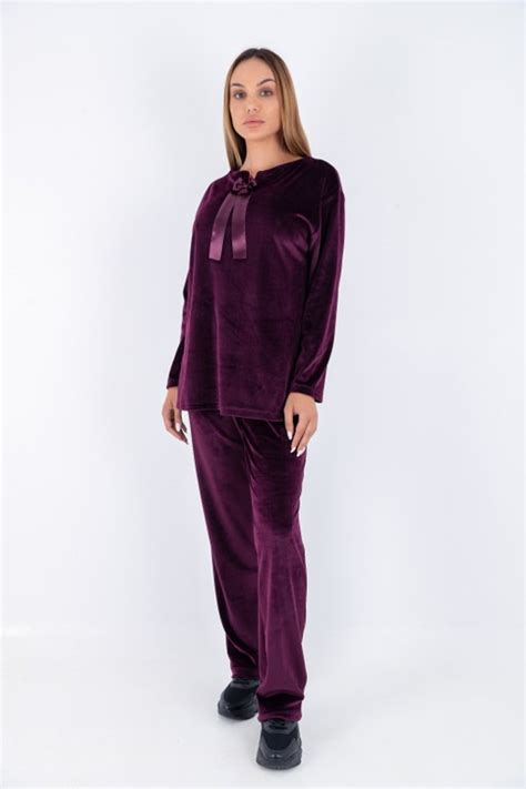 Γυναικεία φόρμα Set Claire Katrania Μπορντό Βελουτέ lingerie shop gr