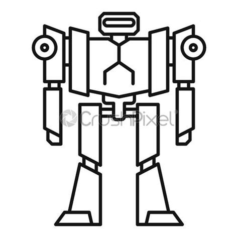 Space Robot Transformer Icon Outline Style Stock Vector Crushpixel