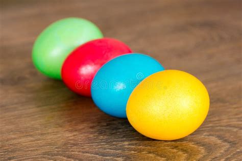 Red Yellow Green And Blue Easter Eggs Stock Photo Image Of