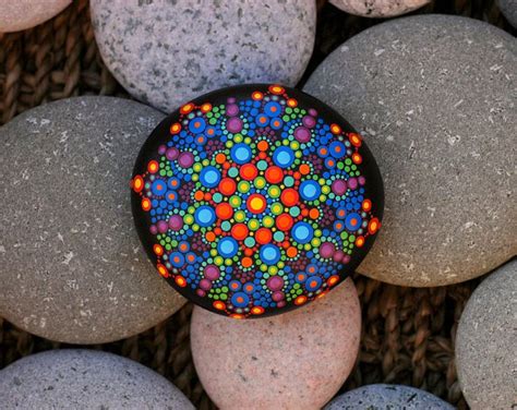 X Inch Hand Painted Mandala On River Rock Mandala Stone By Katy