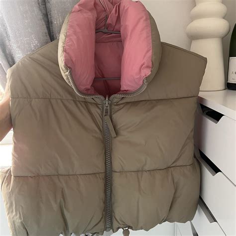 Zara Pink Nude Puffer Gillet Bodywarmer Worn Depop