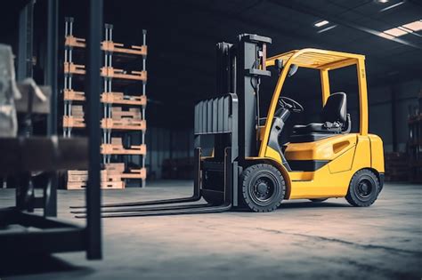 Premium Ai Image Yellow Forklift In A Warehouse With Cardboard