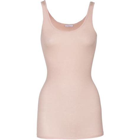 IHEART Sarina Nude Ribbed Jersey Tanktop 25 Liked On Polyvore