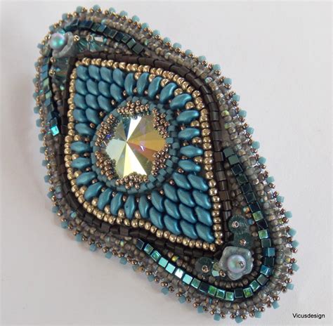 Bead Embroidery Barrette Seed Bead Jewelryswarovski Etsy