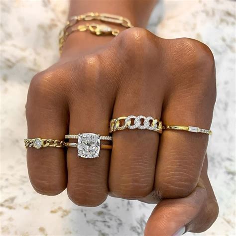 Bezel Diamond Chain Link Ring Lauren B Jewelry