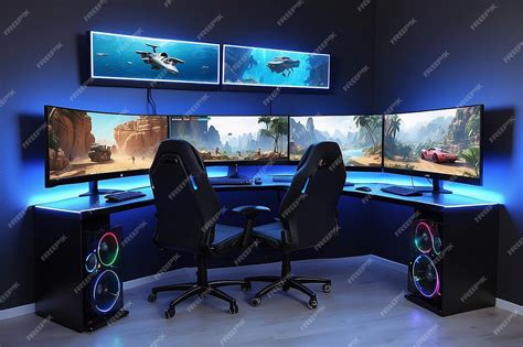 Premium Photo | Powerful Designs DualMonitor Gaming Setup Showcase