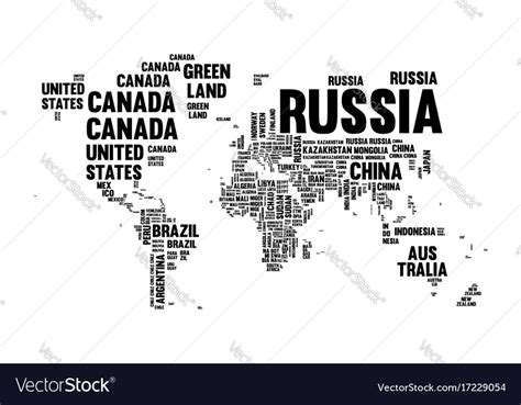 Text country name world map typography design Vector Image