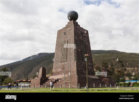 Mitad Del Mundo Monument Marking The Equatorial Line Near Quito