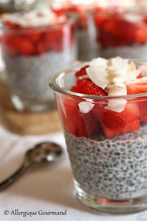 Chia Pudding Coco Menthe Fraises Sans Gluten Sans Lait Sans Oeufs