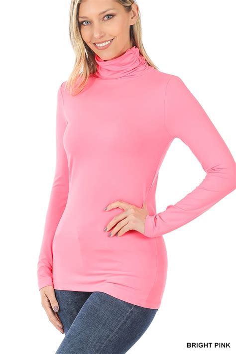 Zenana Women And Plus Microfiber Mock Turtleneck Long Sleeve Lightweight