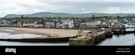 High resolution panorama of Peel Harbour, Isle of Man, UK view from Peel Castle Stock Photo - Alamy