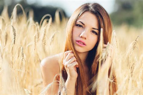 Wallpaper Face Women Outdoors Model Long Hair Field Fashion