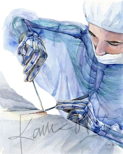 Surgery Ergonomics Watercolor Print Medical Illustration Anatomy Art