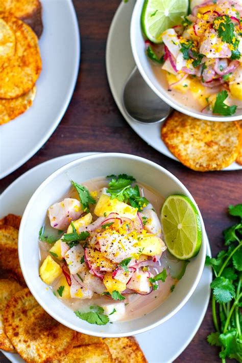 Fish Ceviche With Pineapple And Yam Chips Irena Macri