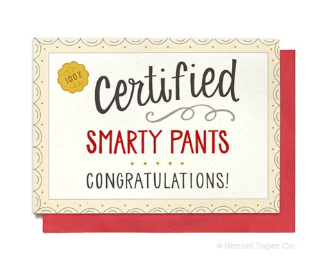 Graduation Card Congrats Grad Certified Smarty Pants Etsy