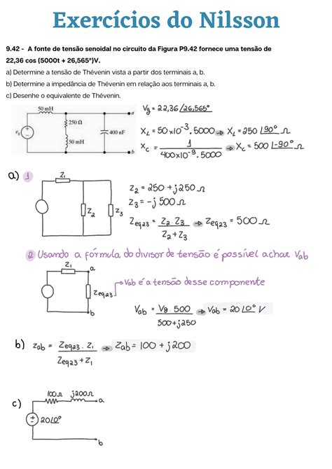 Solution Exerc Cios Resolvidos De Circuitos Senoidais Circuitos De