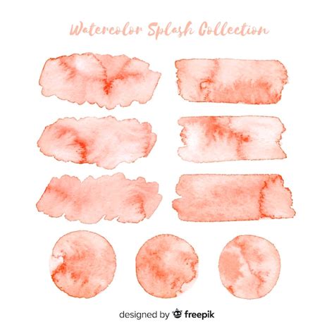 Free Vector Peach Watercolor Brush Stroke Collection