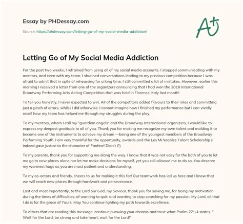 Letting Go Of My Social Media Addiction 400 Words