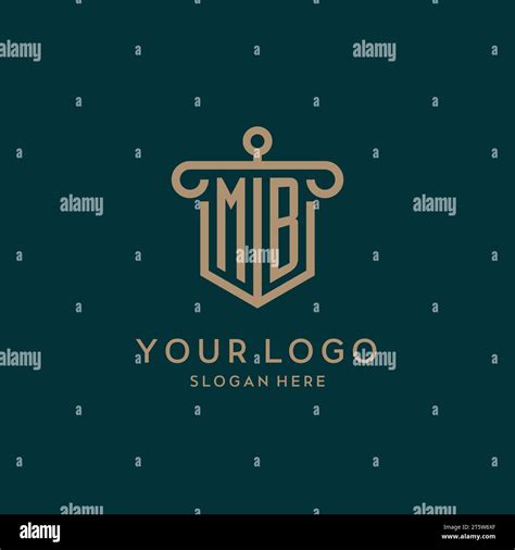 MB Monogram Initial Logo Design With Shield And Pillar Shape Design