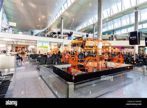 England London Heathrow Airport Terminal 2 Interior Orange Car