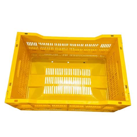 Rectangular Yellow Plastic Vegetable Crate Outer Dimension Lxwxh