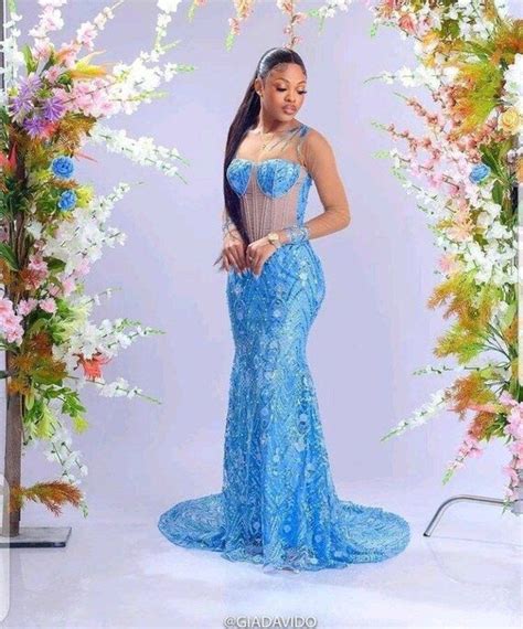 Blue Nigeria Africa Lace Dress Mermaid Asoebi Dress Iso Ebo Etsy