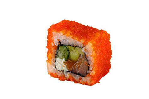 Rolls Tobiko, Salmon in Teriyaki Sauce, Iceberg Salad, Scrambled Eggs, Spice Sauce Stock Image ...