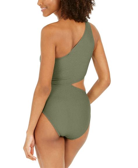 Michael Kors Textured One Shoulder Cutout One Piece Swimsuit And Reviews