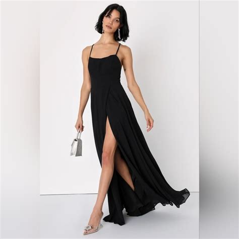 Lulus Dresses Dreamy Romance Black Backless Maxi Dress Poshmark