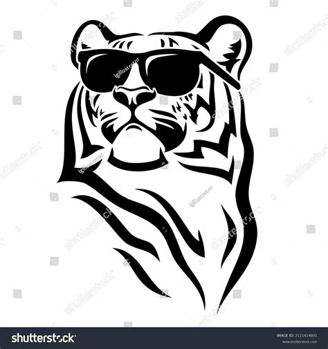 Tiger Face Wearing Sunglasses Vector Illustration Stock Vector Royalty Free 2111414801