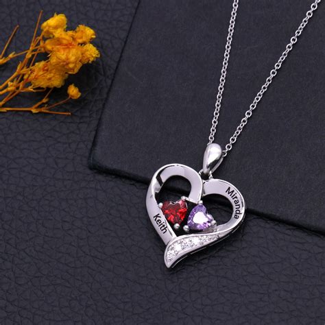 Hearts In Heart Birthstone Necklace