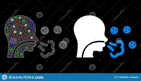 Bright Mesh Carcass Patient Viruses With Flash Spots Stock Vector