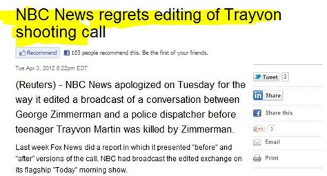 Nbc News Criticized For Selective Edit Of Trayvon Martin 911 Call Nbc