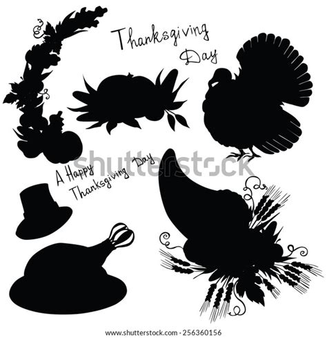 Vector Silhouette Elements Thanksgiving Stock Vector (Royalty Free) 256360156 | Shutterstock