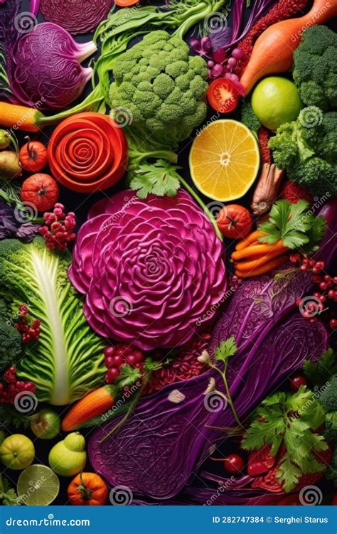 A Large Assortment Of Fresh Fruits And Vegetables Generative Ai Image Stock Illustration