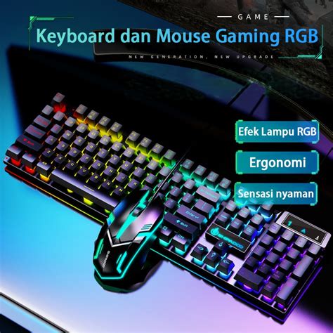 Jual Kombo Keyboard Dan Mouse Gaming Dengan Lampu Rgb Cahaya Termasuk