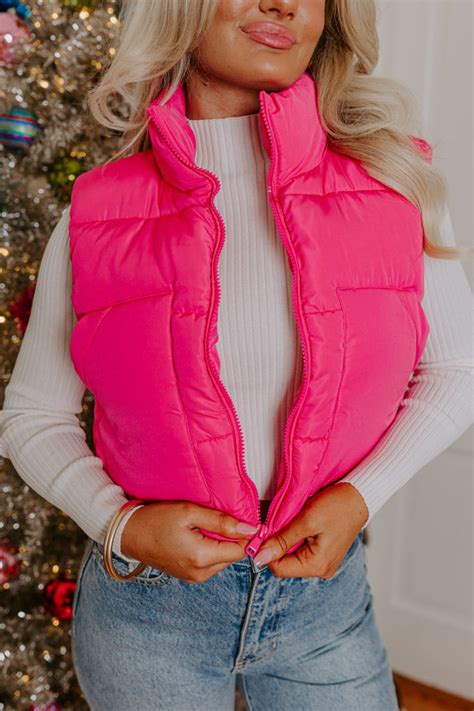 Morning Escape Puffer Vest In Hot Pink • Impressions Online Boutique