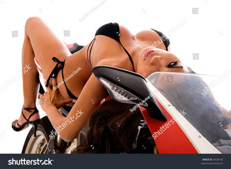 Sexy Brunette On Motorbike Stock Photo 6429142 Shutterstock