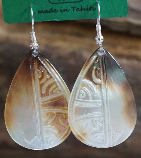 Boucles D Oreilles En Forme De Goutte En Nacre De Tahiti Sign Wo Ta