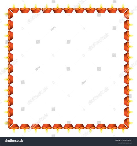 Diwali Festival Frame Diya Rectangular Border Stock Vector (Royalty ...